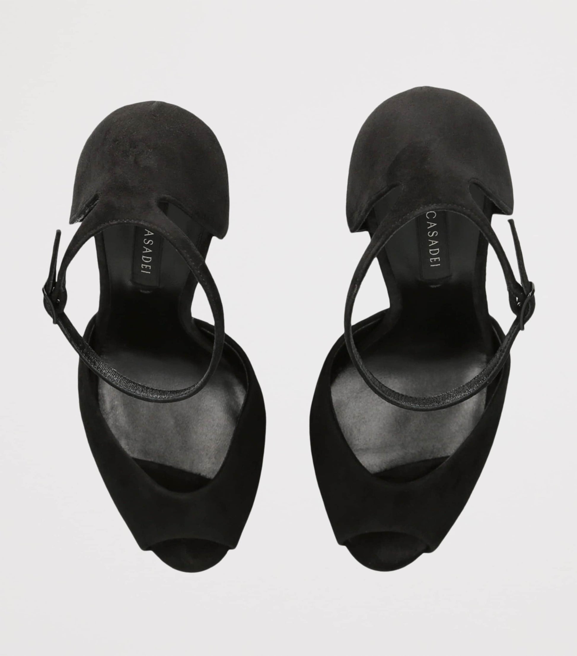 Casadei Black Suede Flora Platform Heels 140