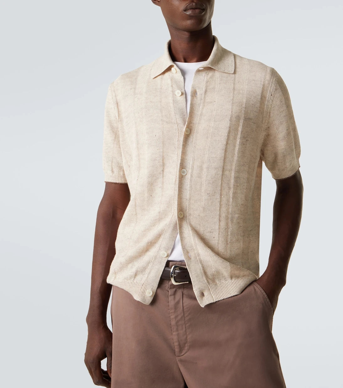 Brunello Cucinelli - Linen and cotton polo sweater