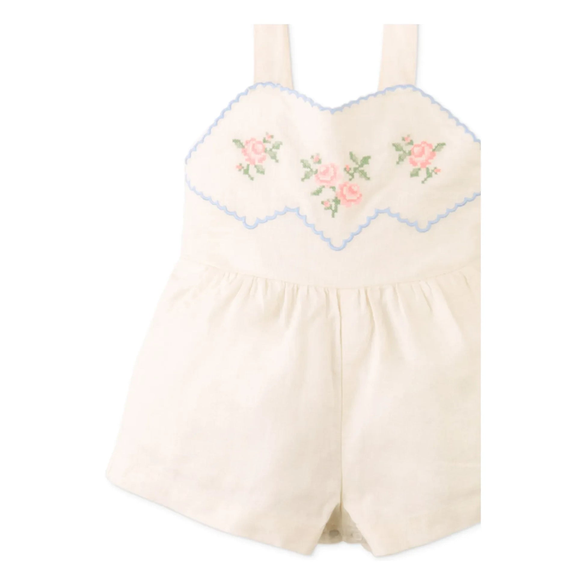 Gingersnaps - Linen Embroidered Genny Playsuit | Ecru