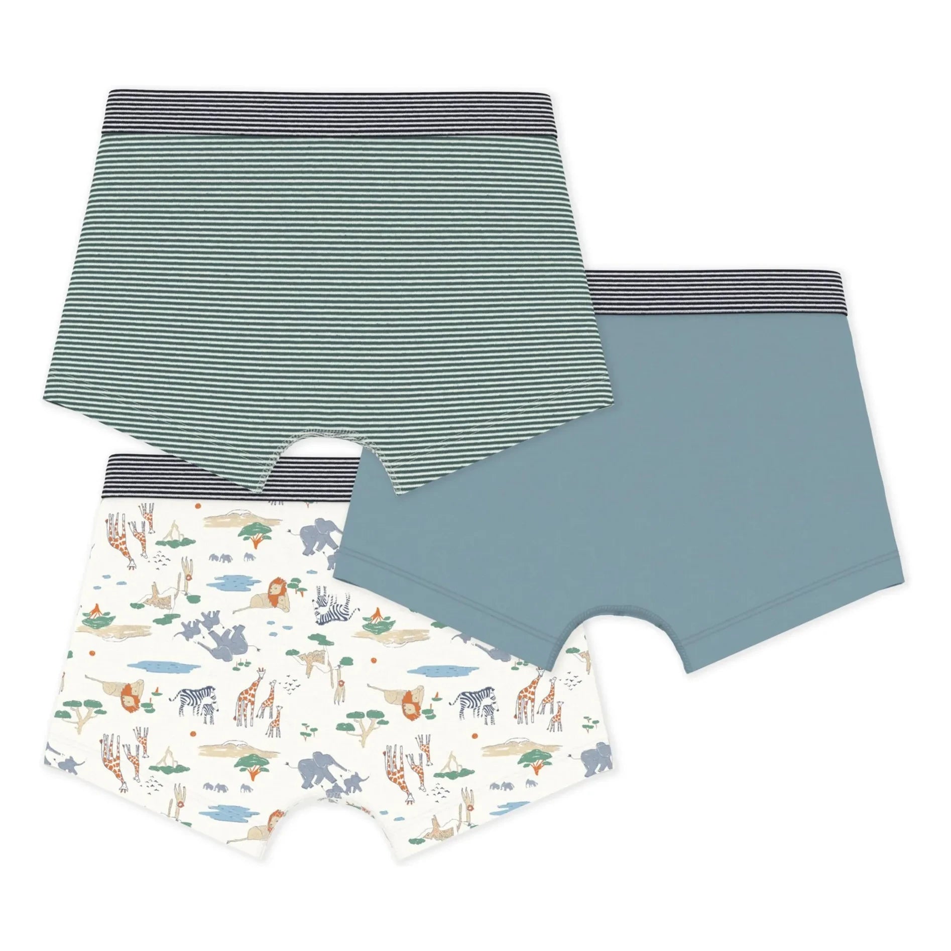 Petit Bateau - Set of 3 Savane Boxer shorts | Blue