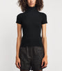 Black Virgin Wool Short-Sleeve Sweater