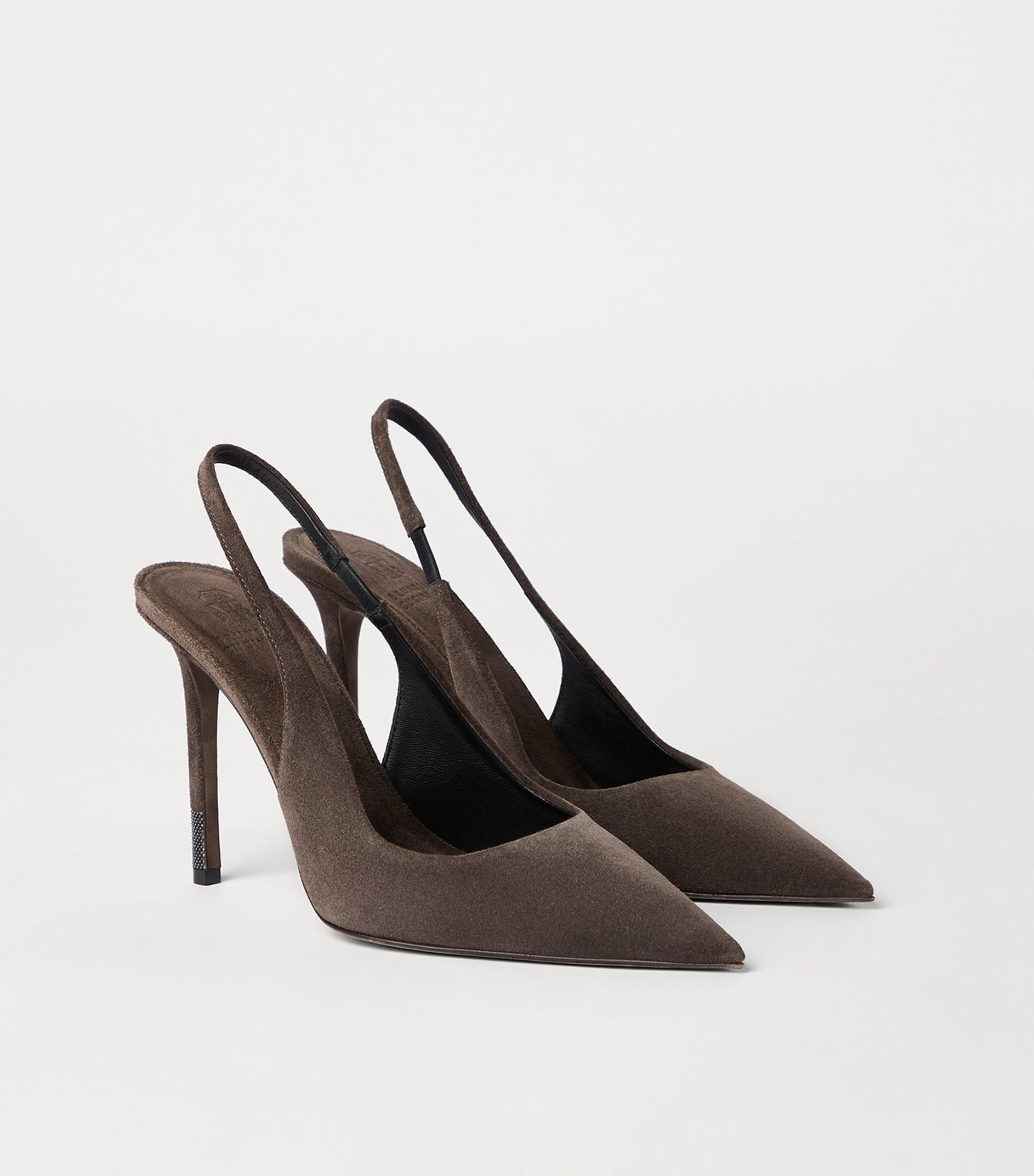 Brunello Cucinelli Suede Monili-Detail Slingback Pumps