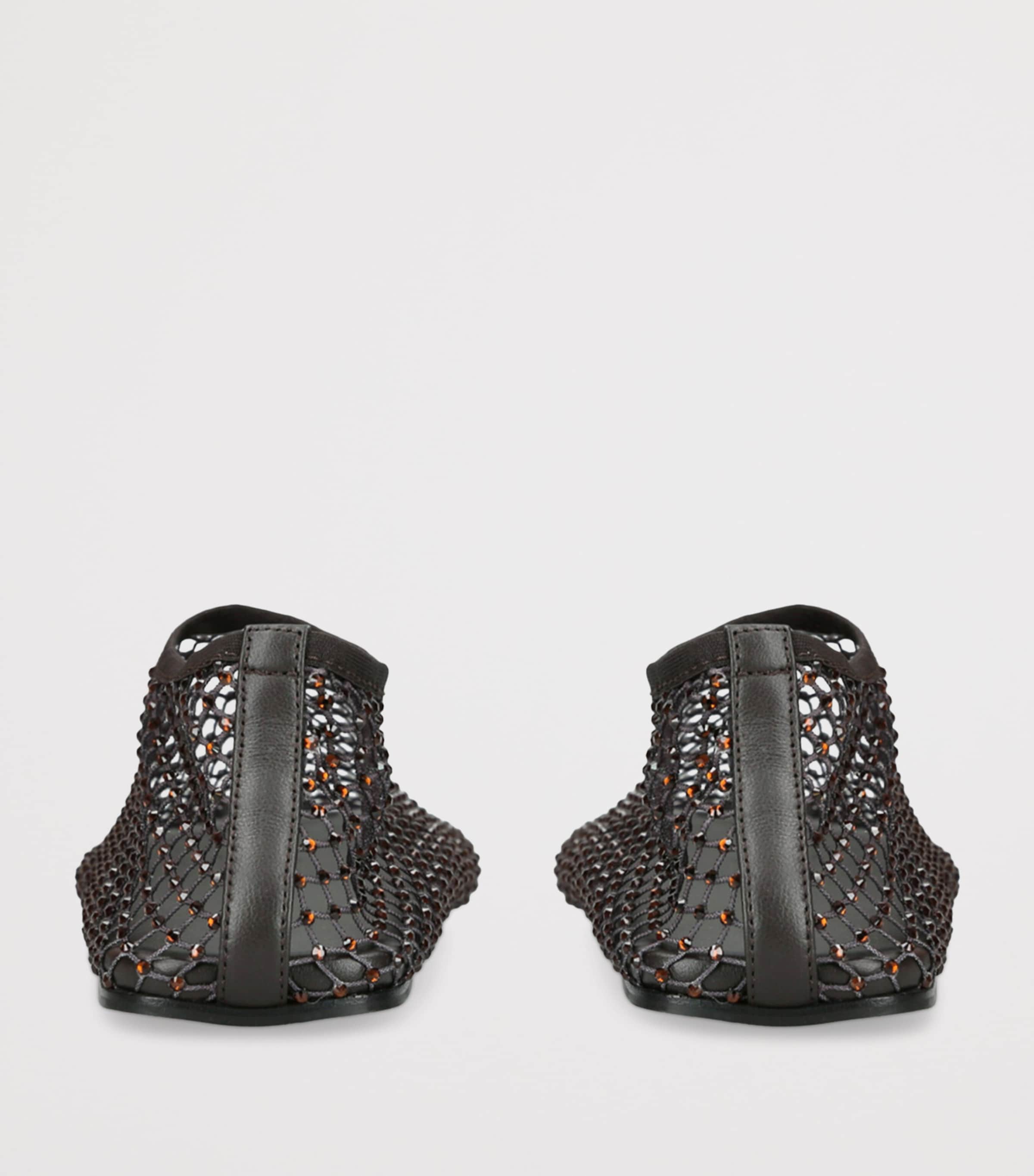 Christopher Esber Brown Mesh Embellished Minette Ballet Flats