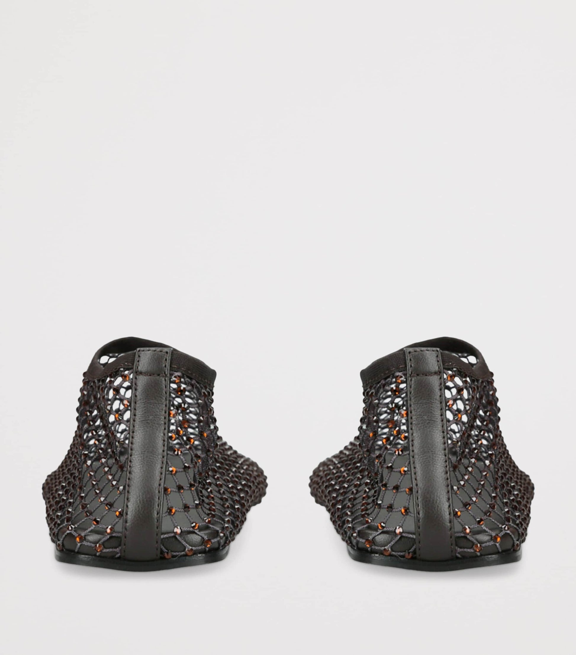 Christopher Esber Brown Mesh Embellished Minette Ballet Flats