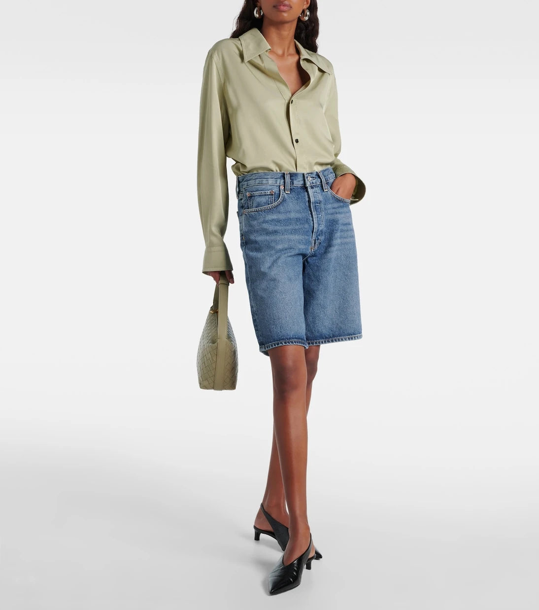 Agolde - Risha low-rise denim Bermuda shorts
