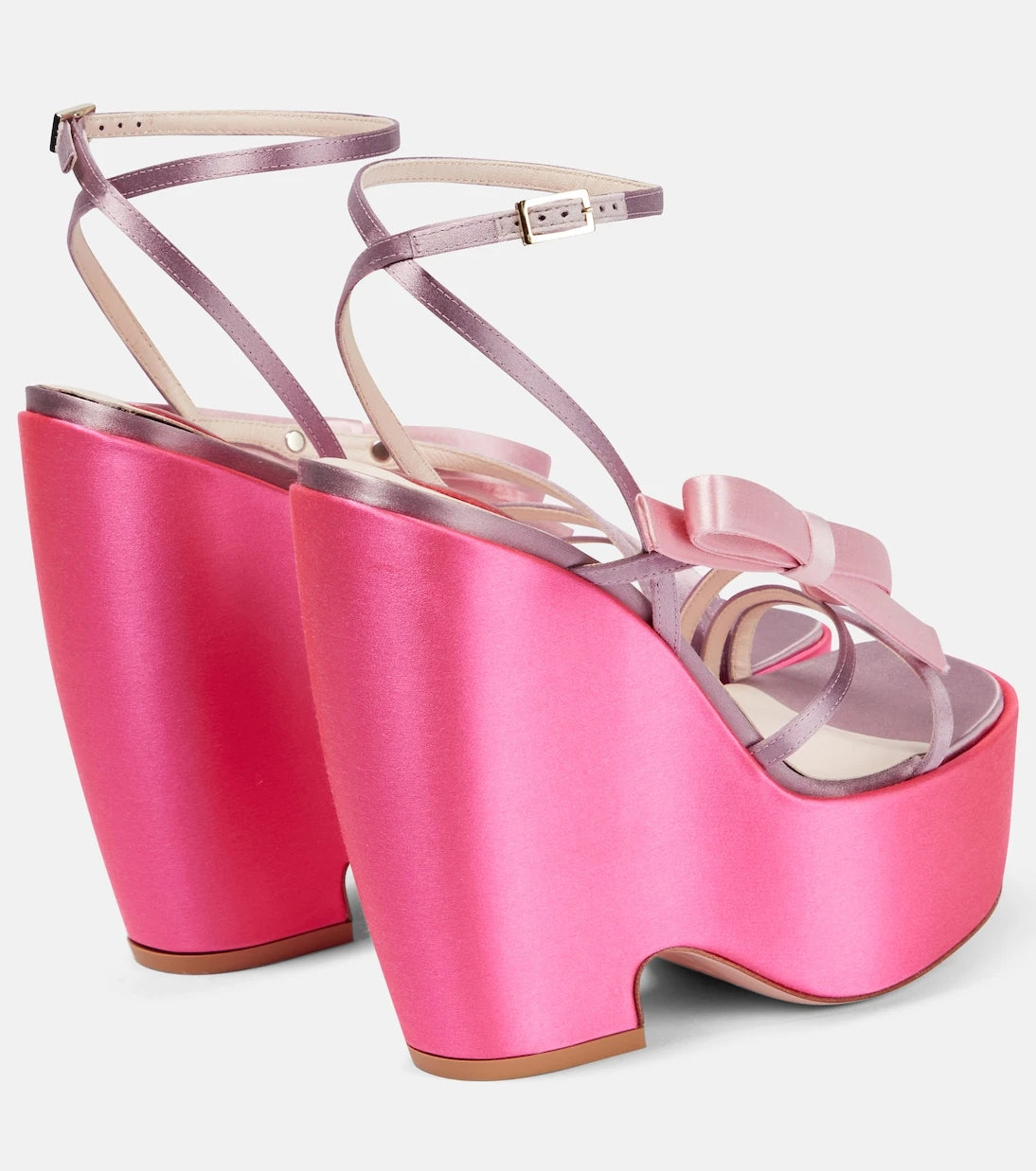 Roger Vivier - Choc Bow satin wedge sandals