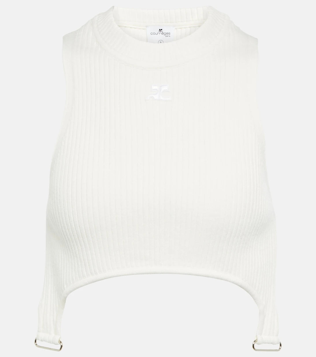 Courrèges - Ribbed-knit cropped top with suspenders