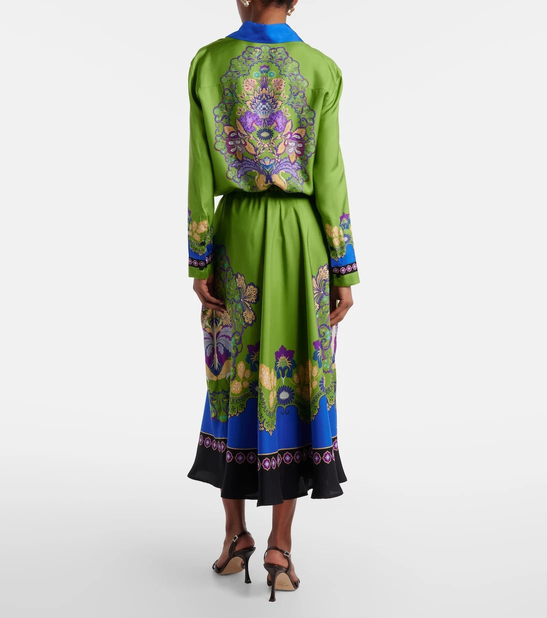 La DoubleJ - Printed silk midi skirt
