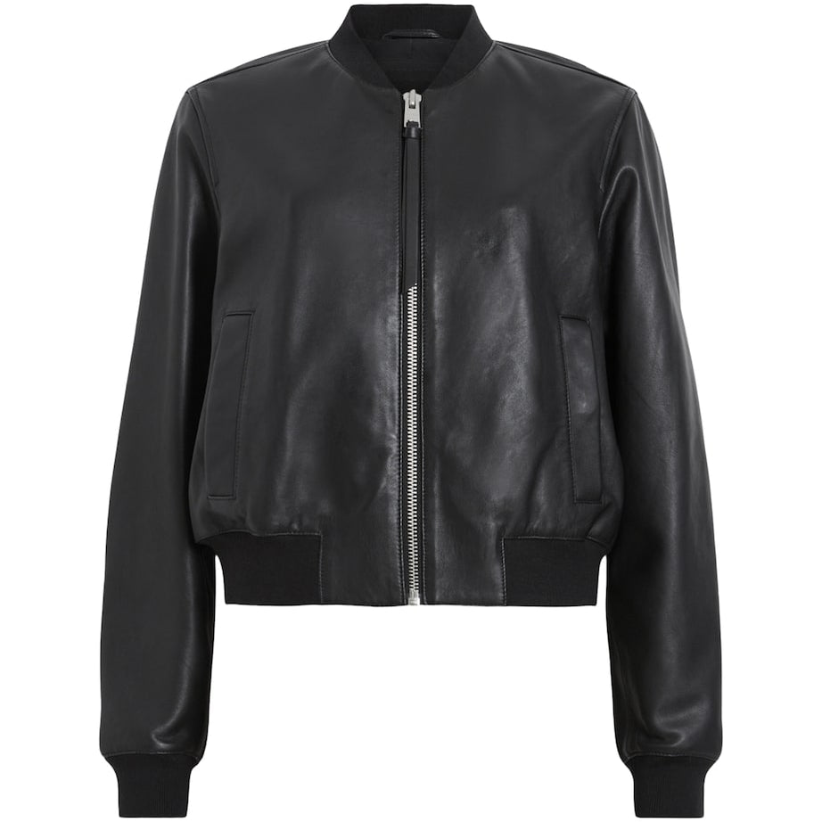 Black Leather Orten Bomber Jacket