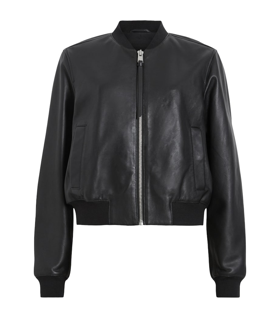 Black Leather Orten Bomber Jacket