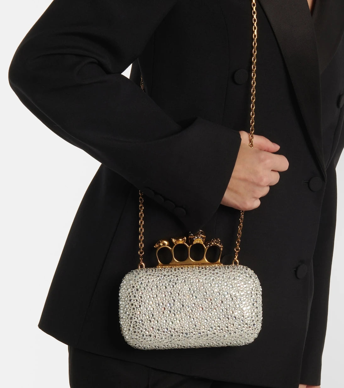 McQueen - Knuckle embellished leather clutch