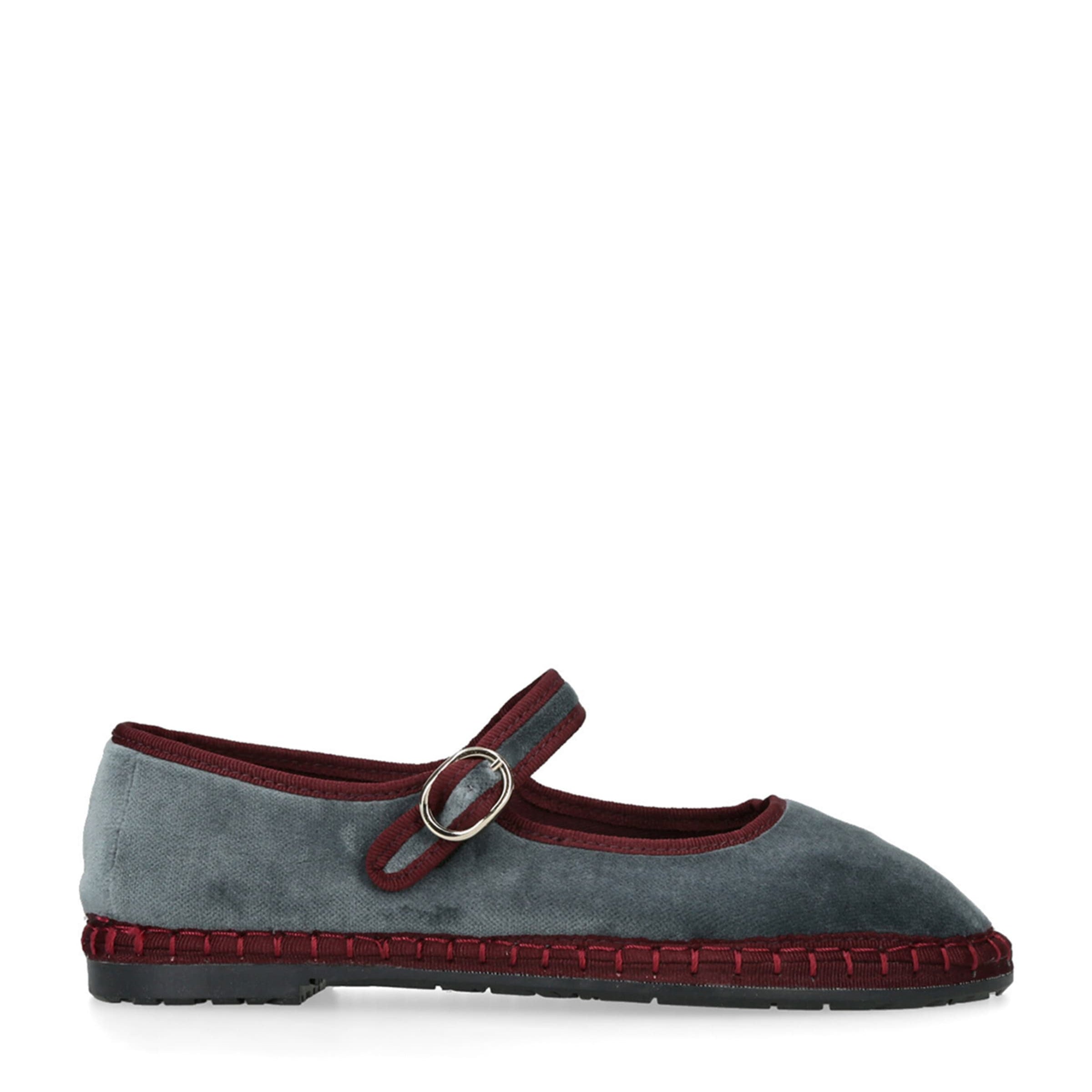 Flabelus Grey Velvet Georgina Mary Janes