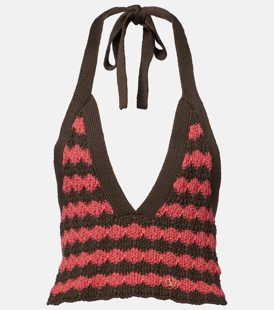 Valentino - Striped knitted cotton crop top