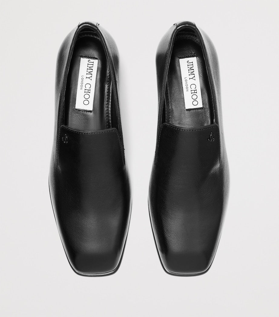 Jimmy Choo Black Eliot 45 Buffalo Leather Heeled Loafers