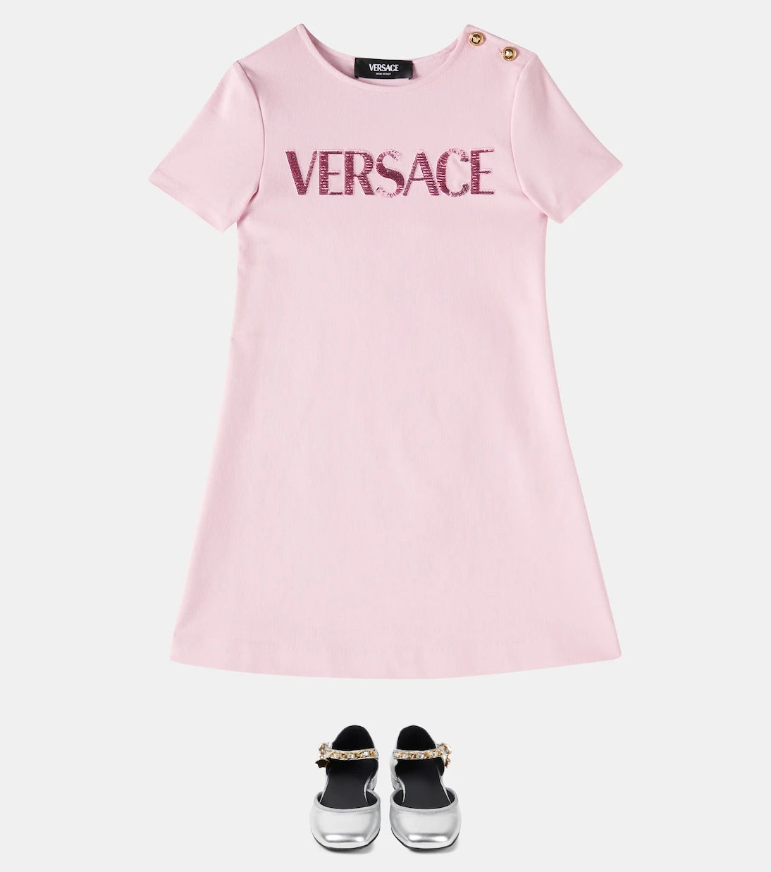 Versace Kids - La Medusa metallic leather flats