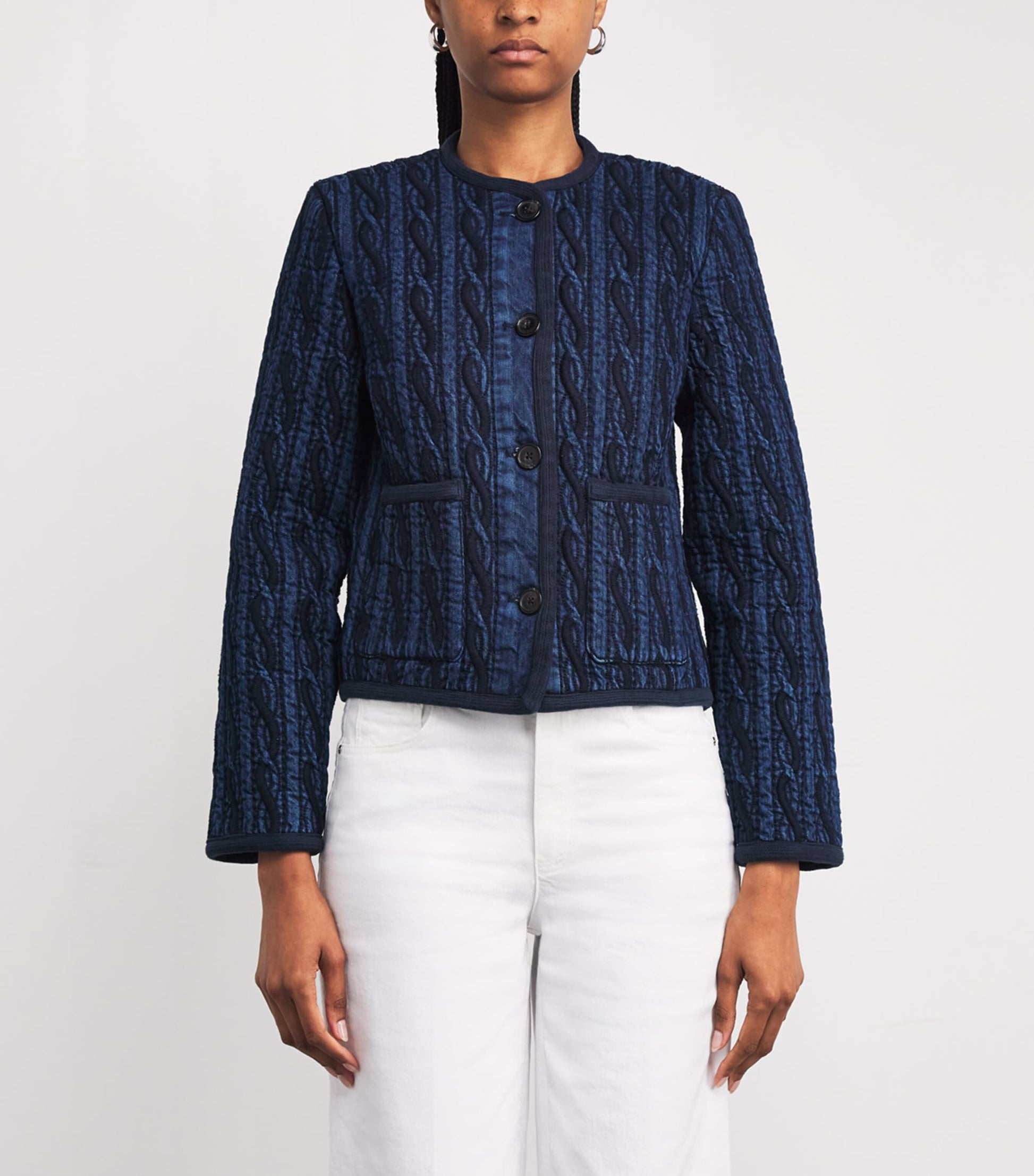 Rag & Bone White Quilted Carter Denim Jacket