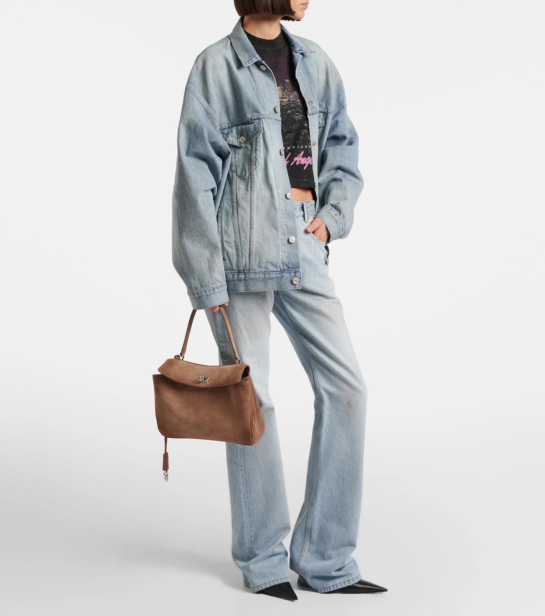 Balenciaga - حقيبة روديو توتس صغيرة من جلد الشمواه