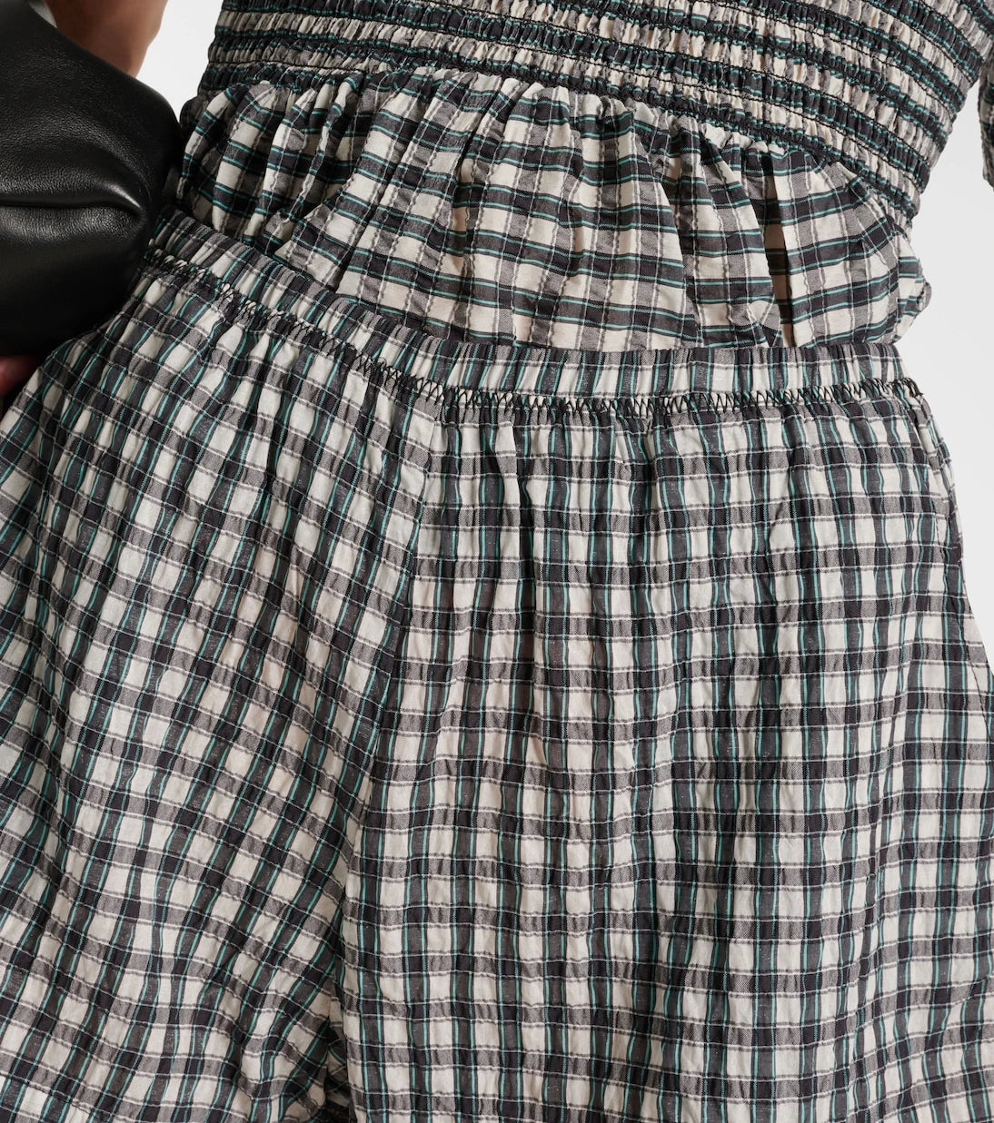 Ganni - Checked seersucker shorts