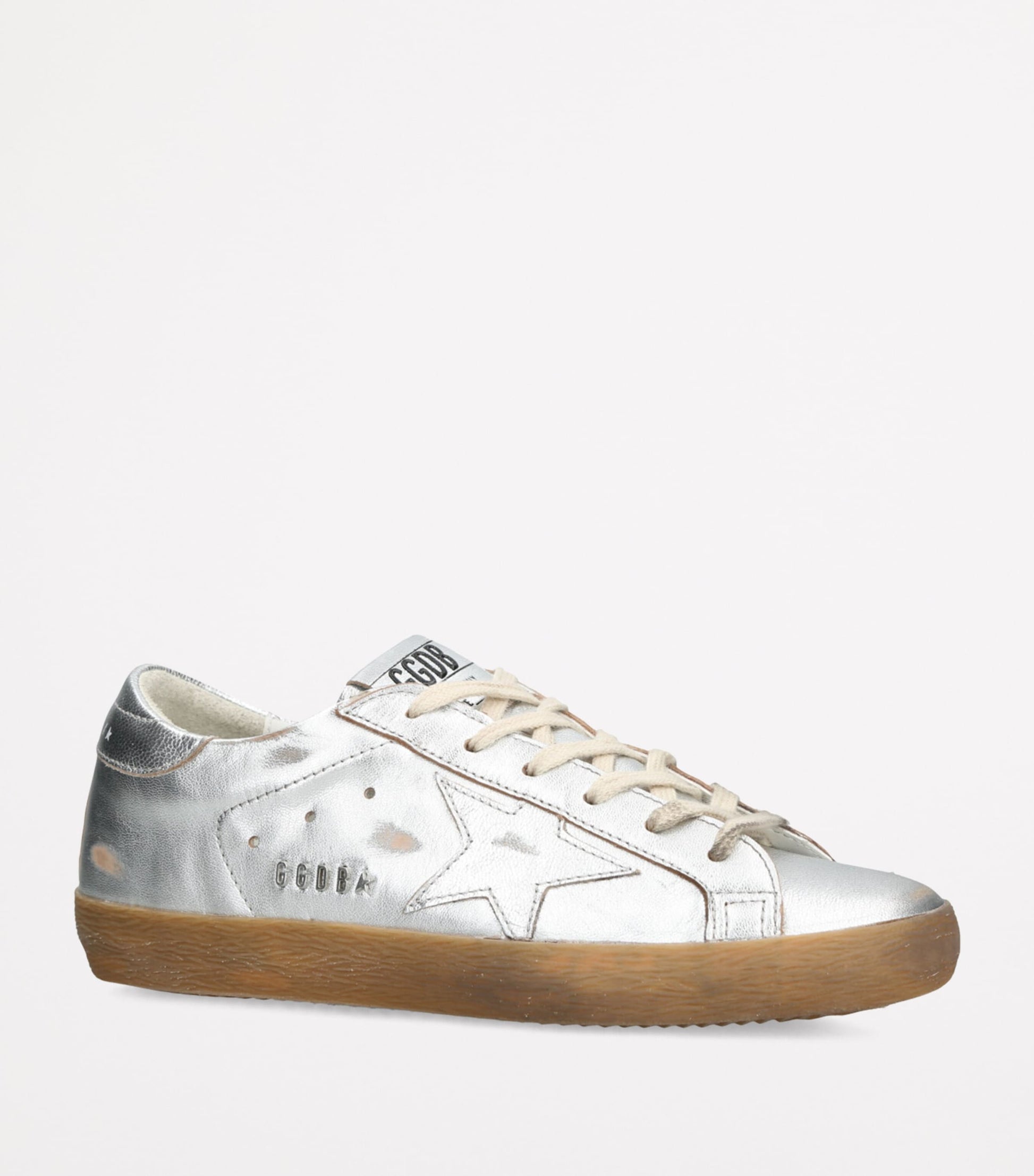 Golden Goose Silver Metallic Leather Super-Star Sneakers