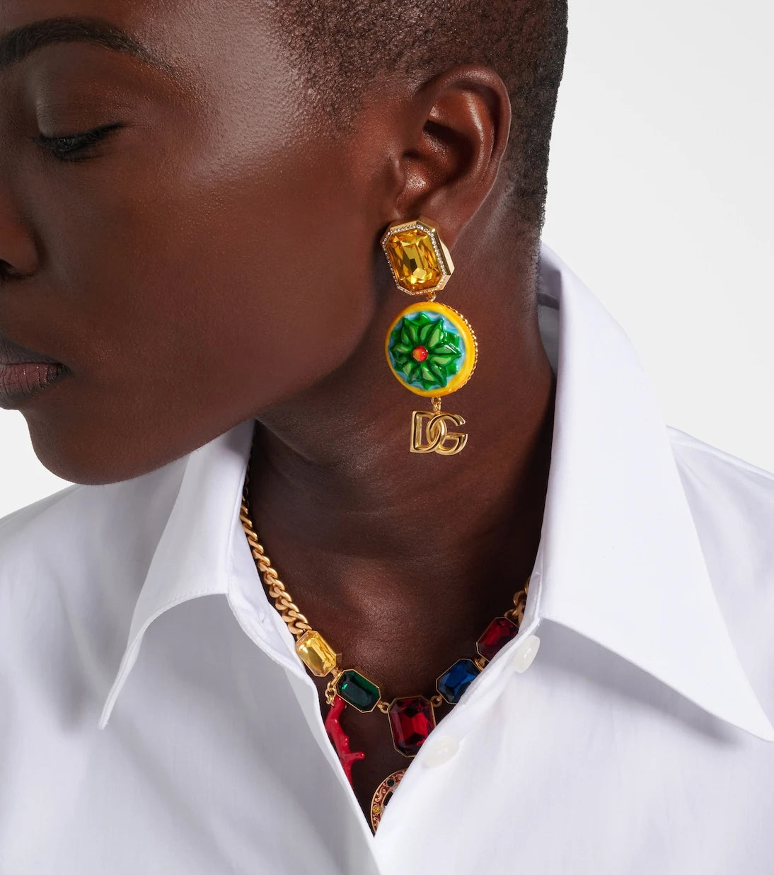 Dolce&Gabbana - DG embellished clip-on earrings