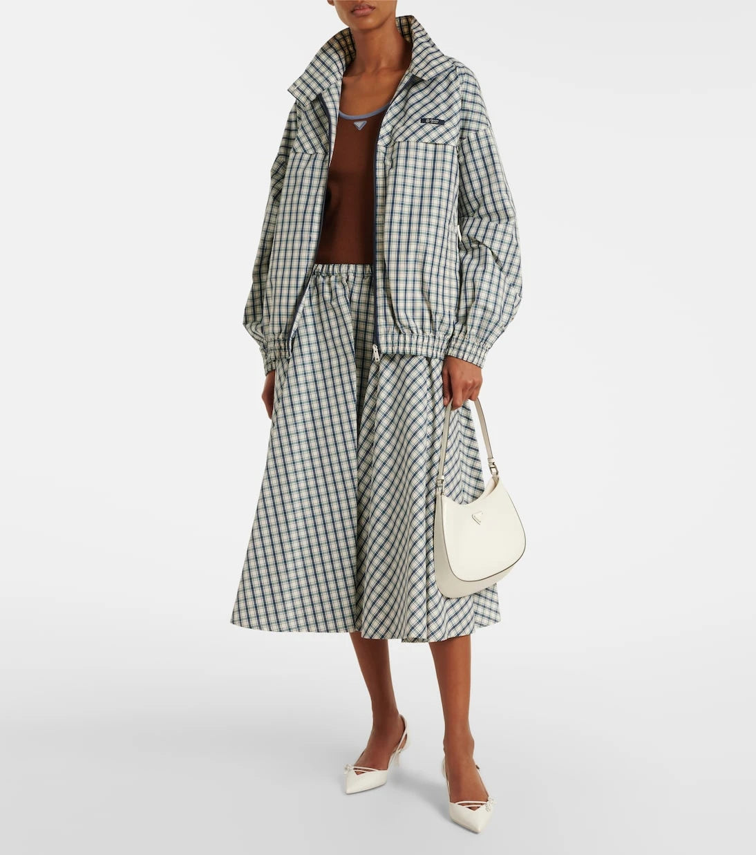 Prada - Checked cotton-blend chambray jacket