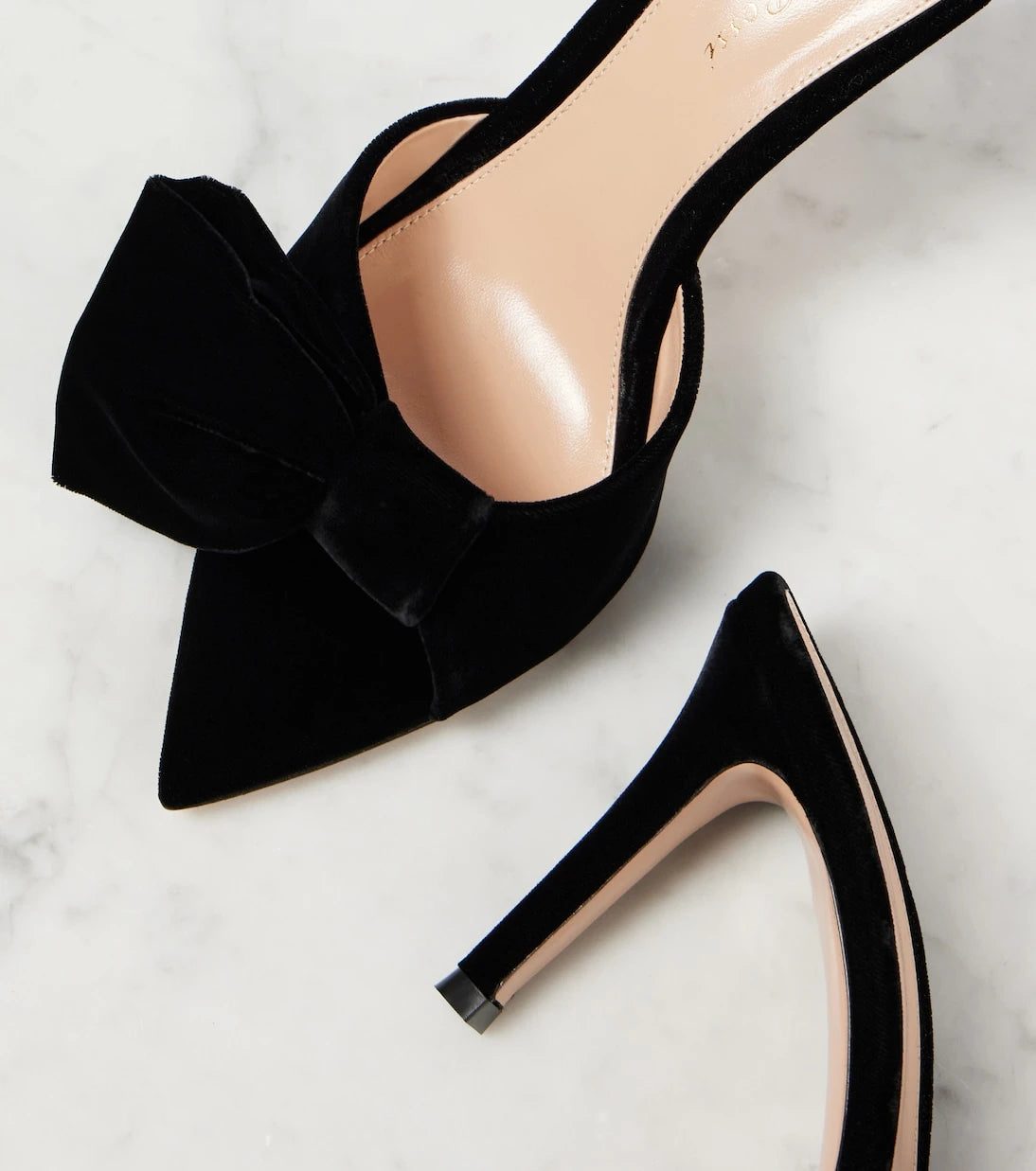Gianvito Rossi - 85 bow-detail velvet mules