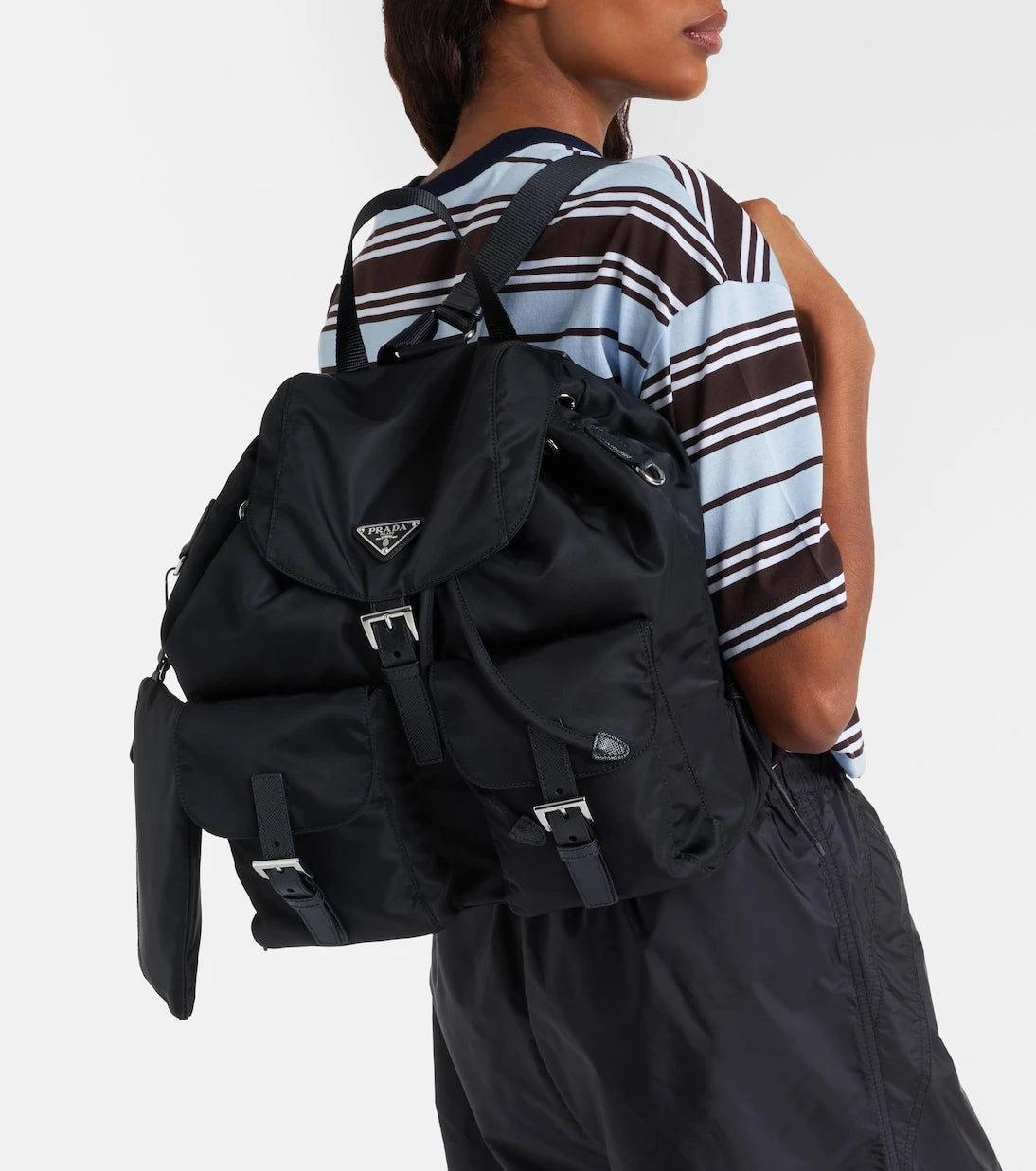 Prada - Re-Nylon Medium leather-trimmed backpack