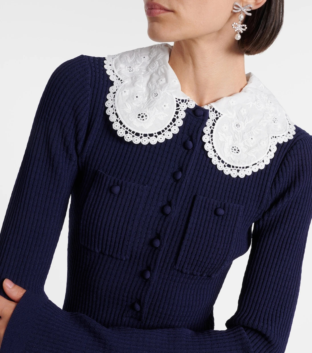 Self-Portrait - Waffle-knit minidress