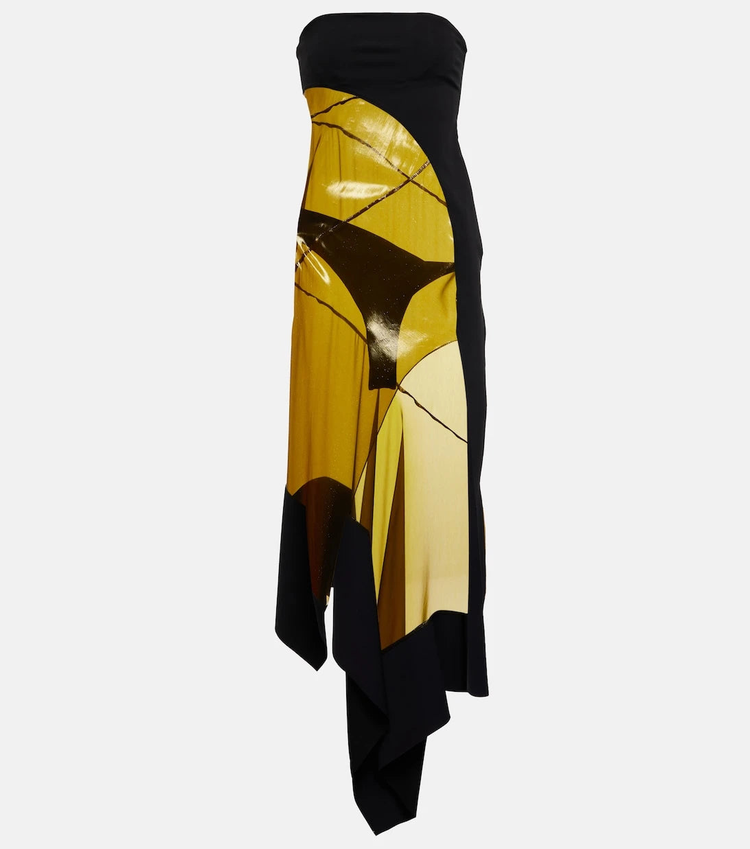 Mugler - Sheer-paneled asymmetric midi dress