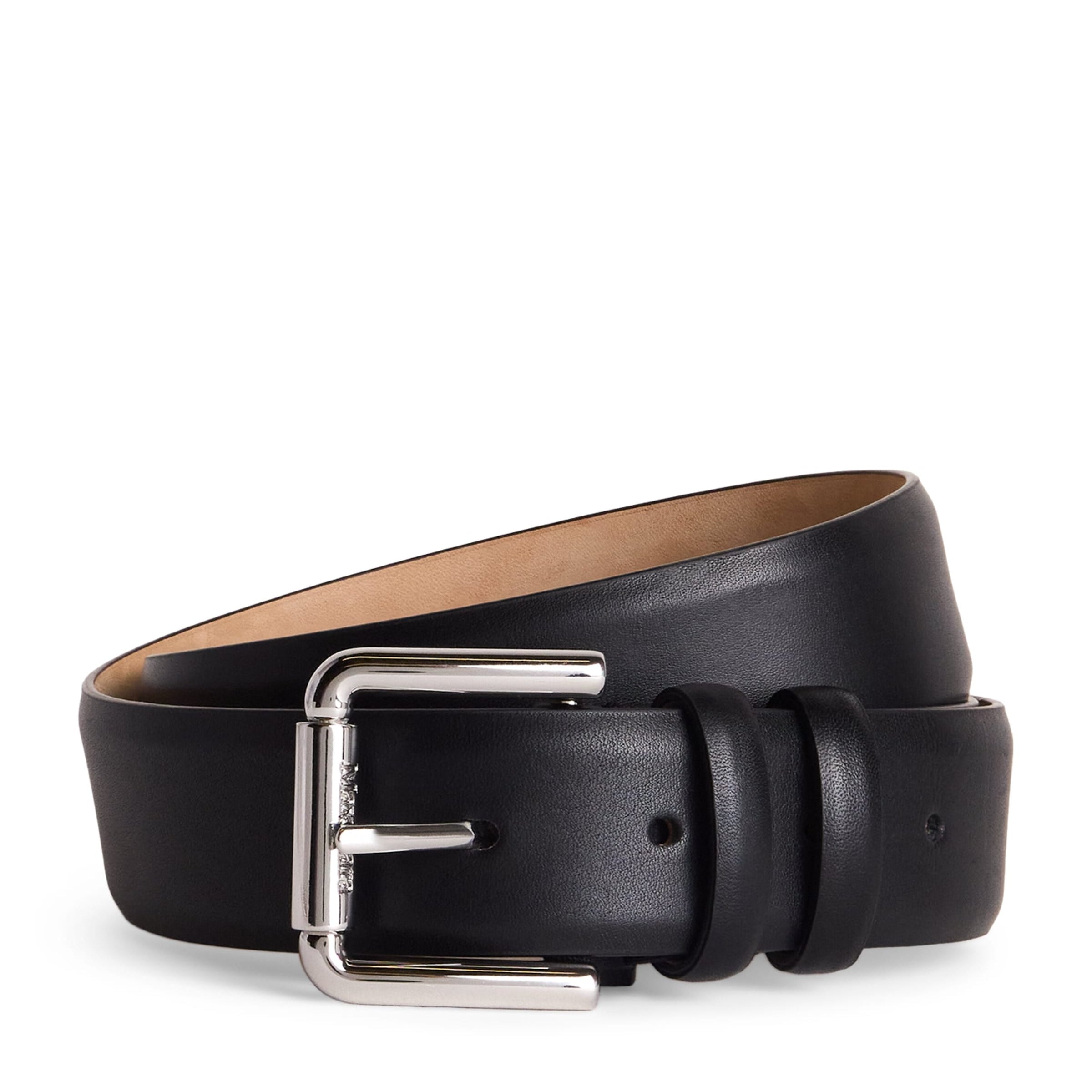 Max Mara Black Leather Belt Suspenders
