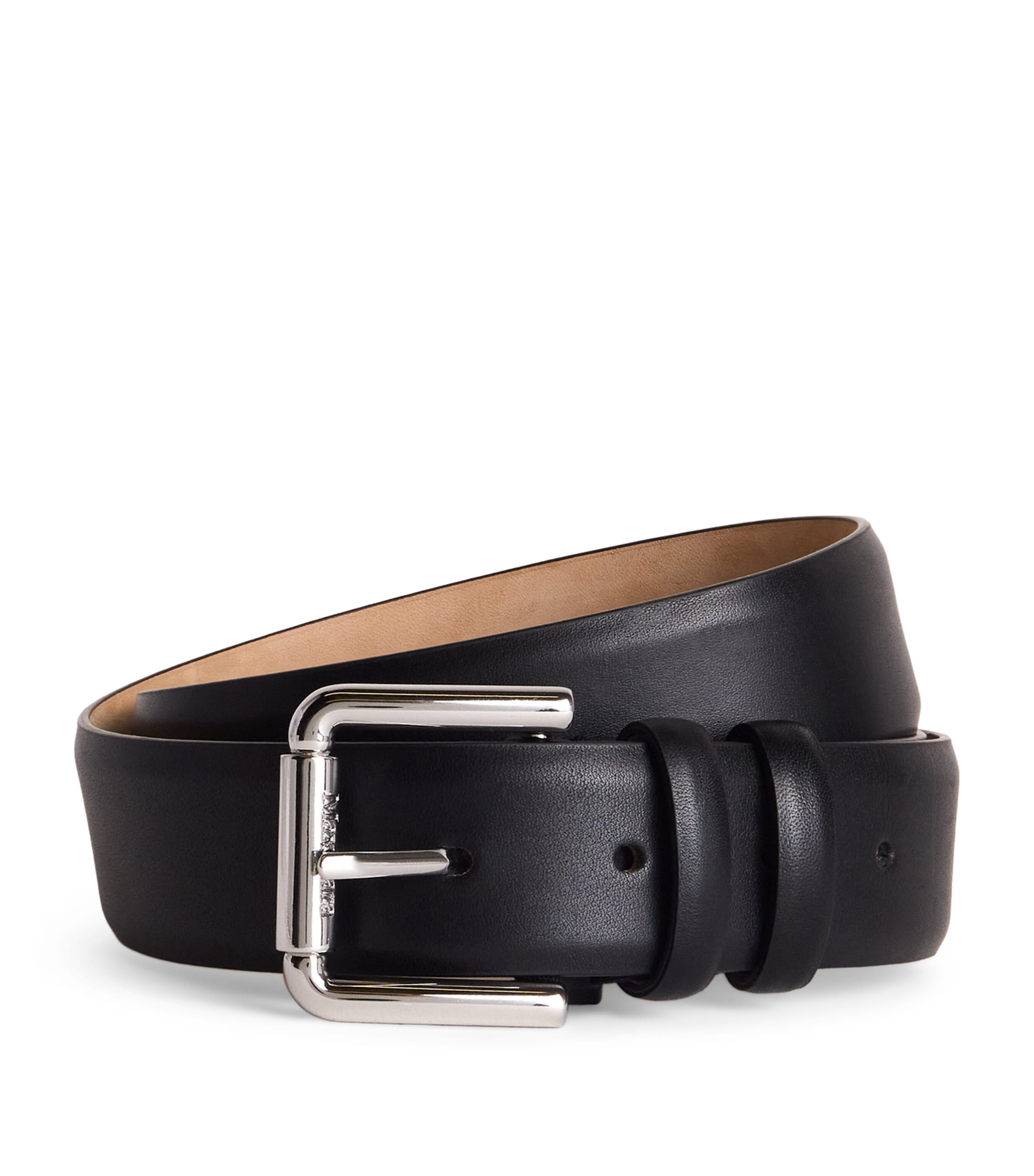 Max Mara Black Leather Belt Suspenders