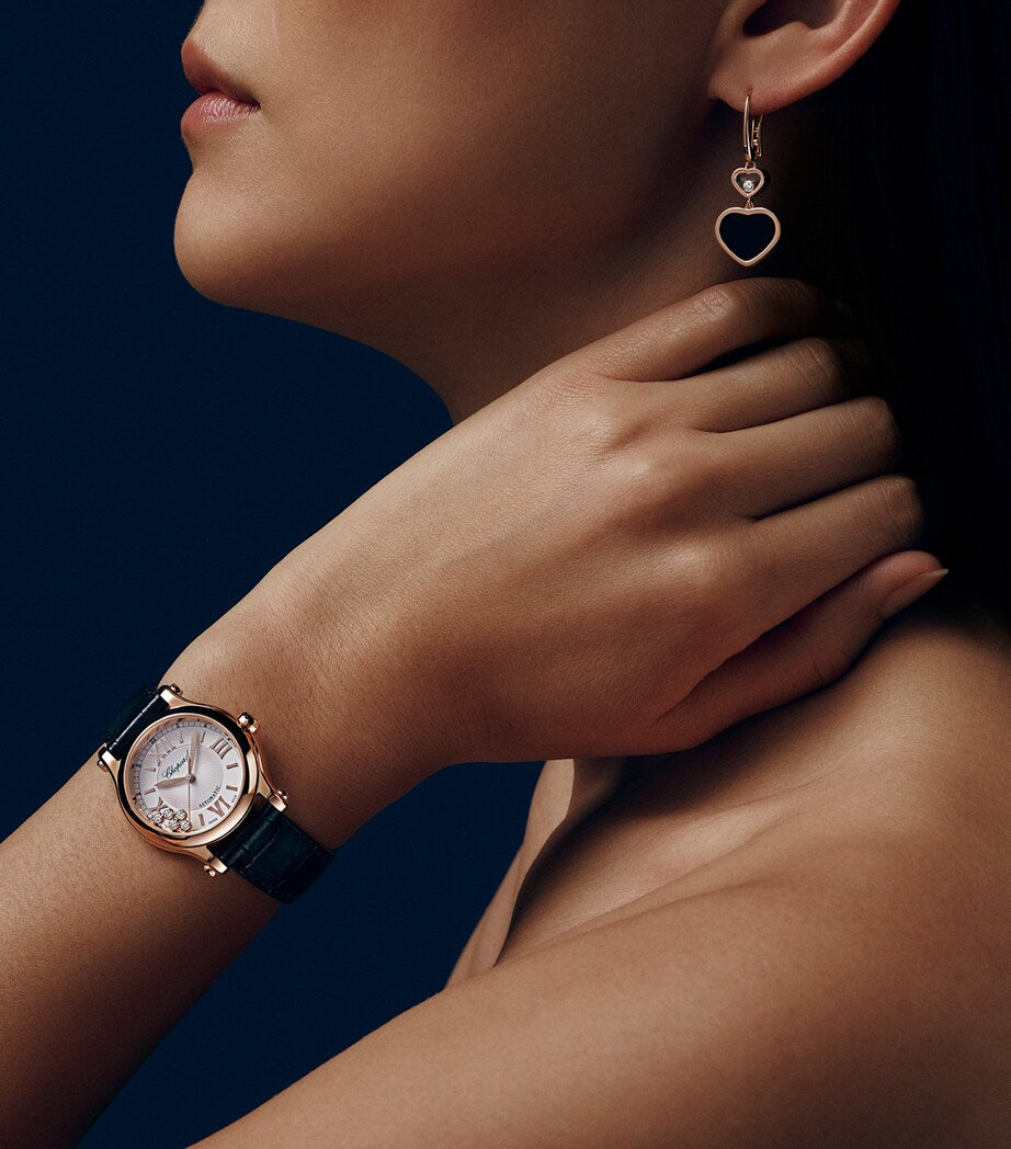 Chopard Rose Goldand Diamond Happy Sport Watch 30mm