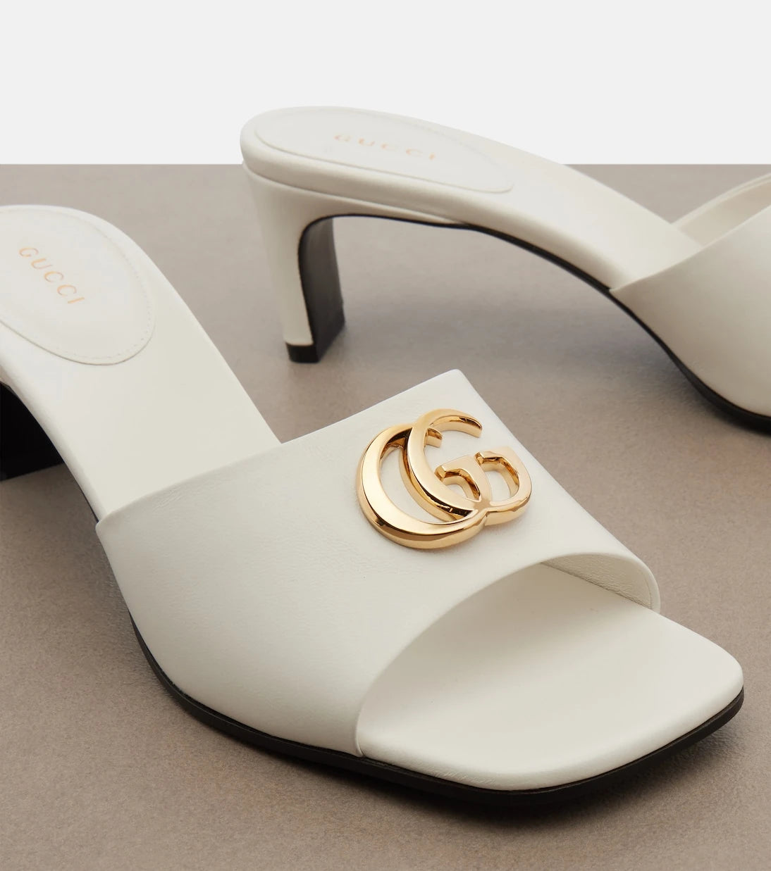 Gucci - Double G leather mules