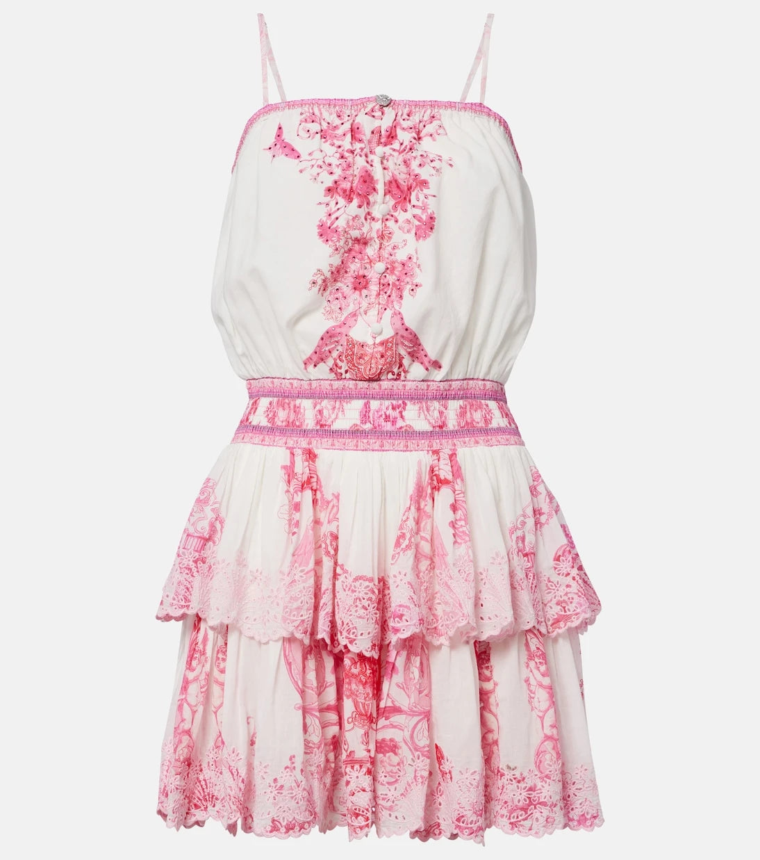 Camilla - Embellished printed cotton minidress