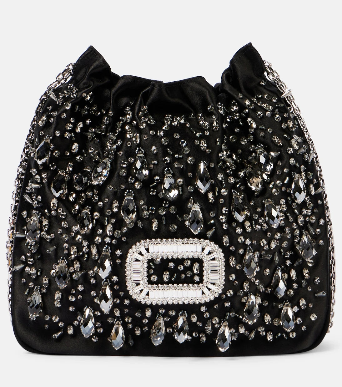 Roger Vivier - حقيبة دلو Pilgrim Mini من الساتان المزين