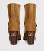 Valentino Garavani Beige Suede Pattie Heeled Ankle Boots 75