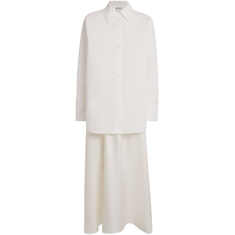 Róhe White Cotton-Silk Midi Dress