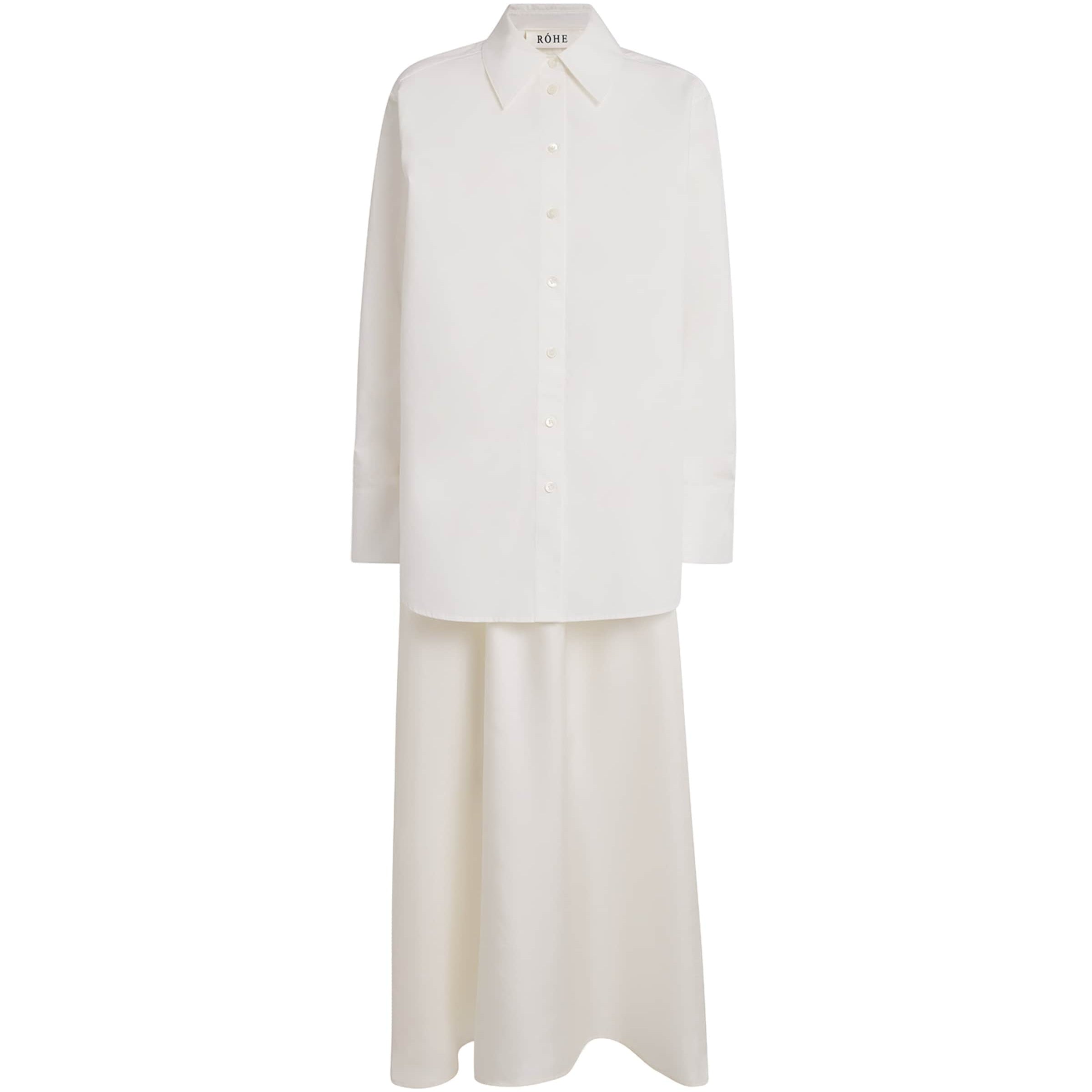 Róhe White Cotton-Silk Midi Dress
