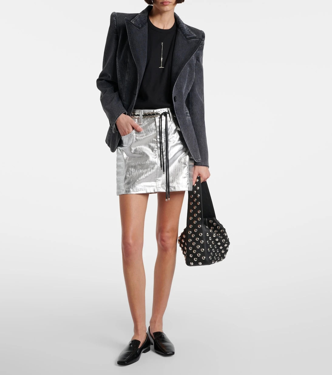 Junya Watanabe - Metallic-effect cotton miniskirt