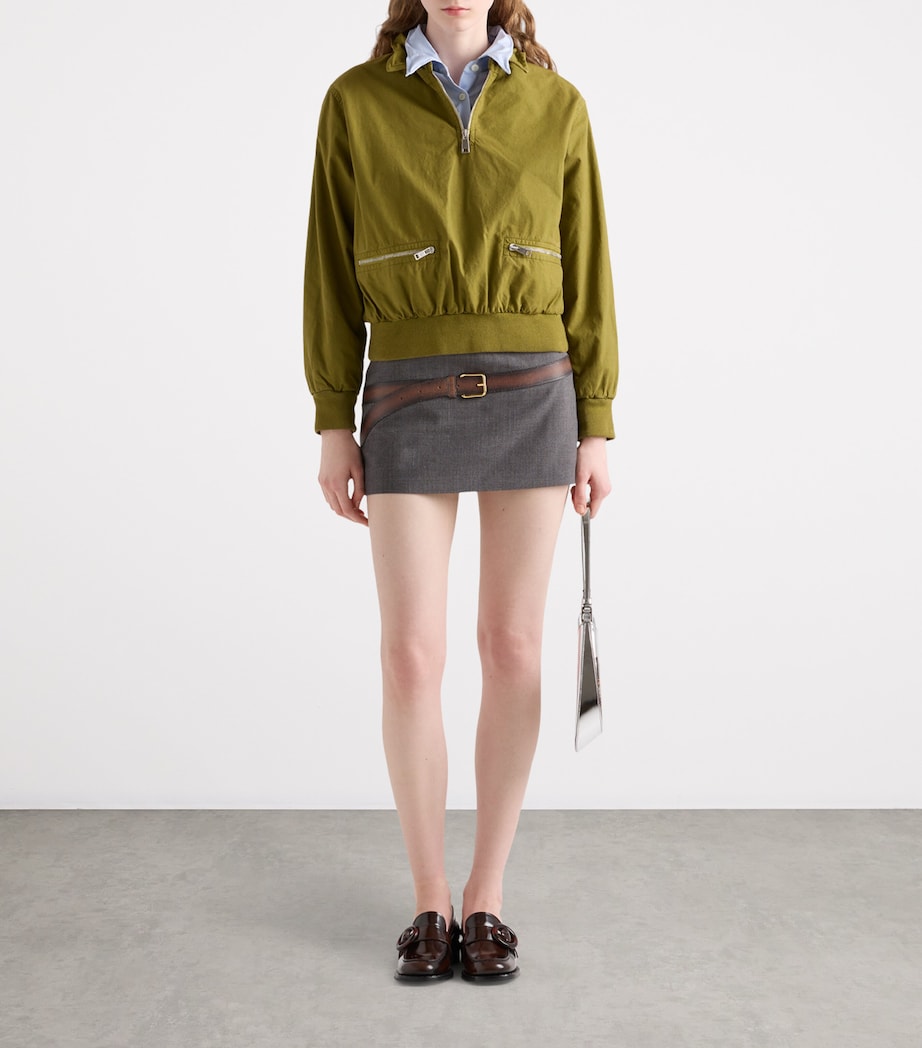 Prada Green Cotton Half-Zip Sweatshirt