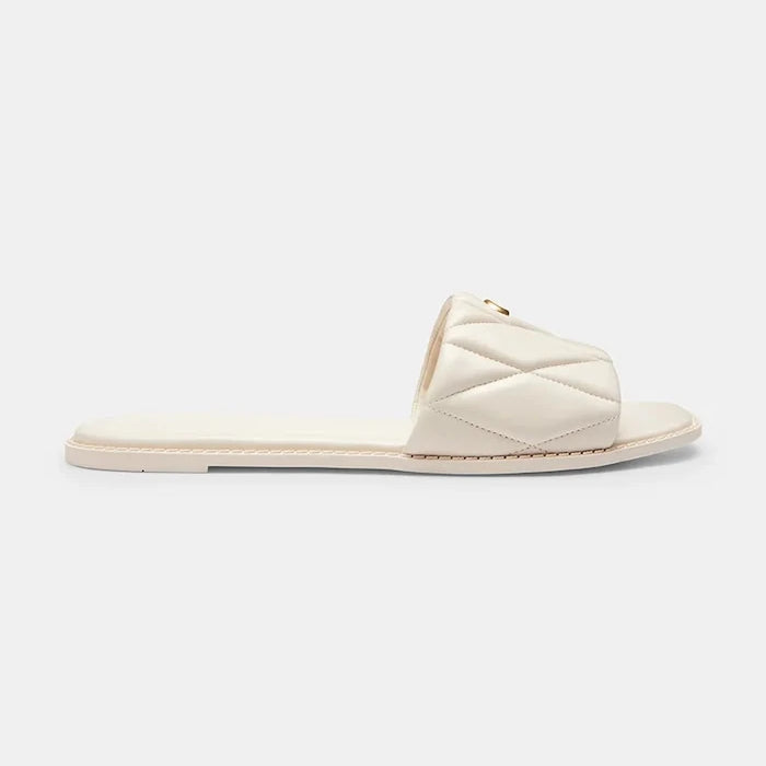 Coach чехли с равна подметка дамски от кожа Holly Quilted Leather Sandal