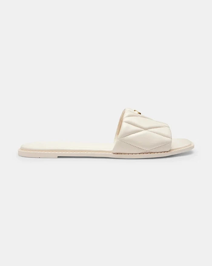 Coach чехли с равна подметка дамски от кожа Holly Quilted Leather Sandal