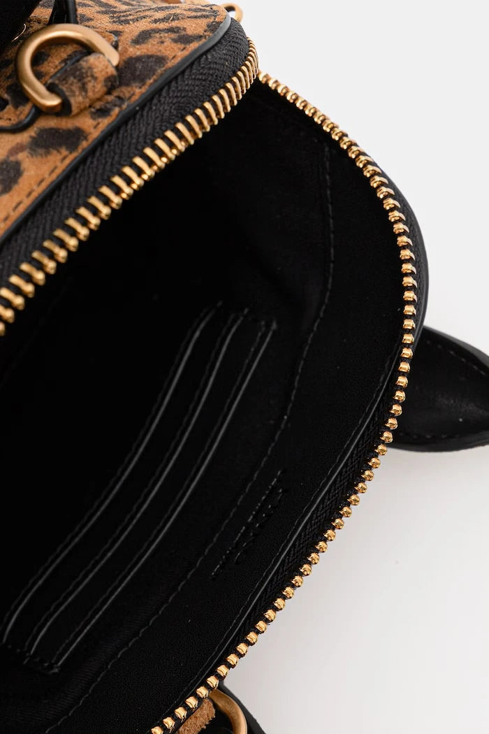 Pinko kadın süet crossbody çanta Leopard print