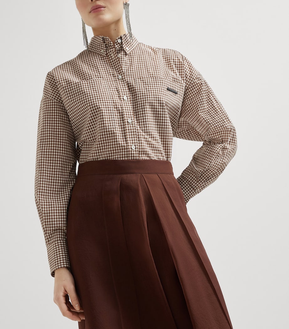 Brunello Cucinelli Red Silk Panelled Circle Skirt