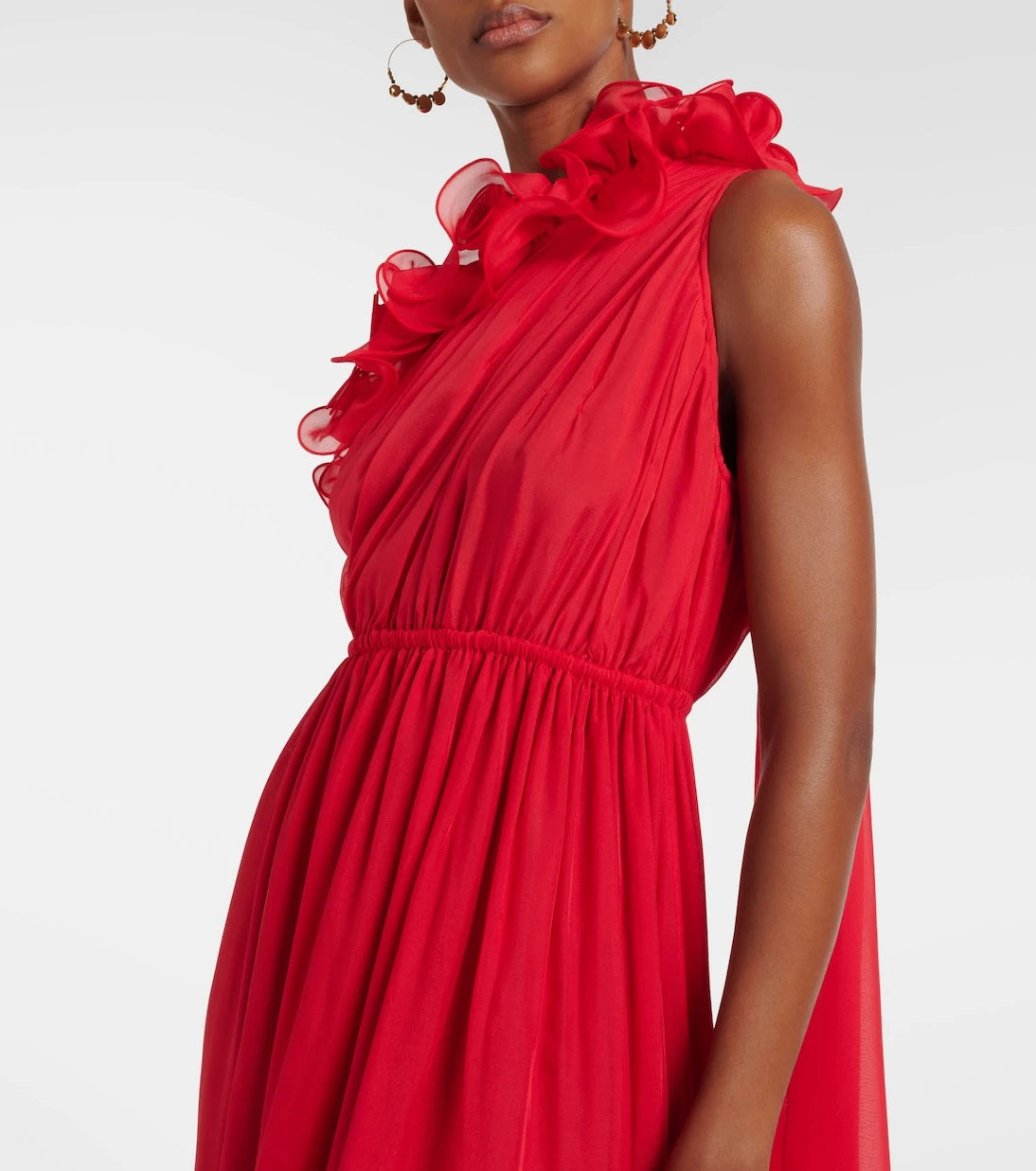 Leo Lin - Jenni draped floral-appliqué silk gown