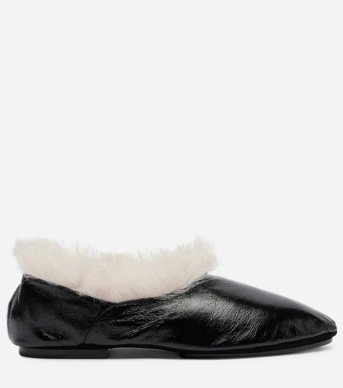 Jil Sander - Shearling-trimmed leather slip-on shoes