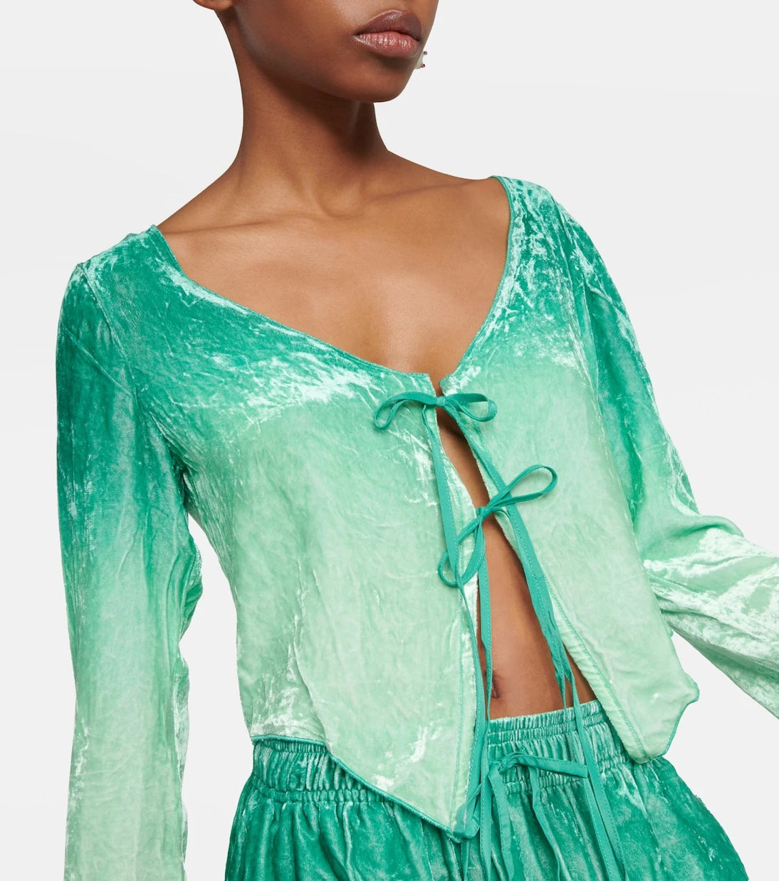 Acne Studios - Ombré velvet cropped cardigan