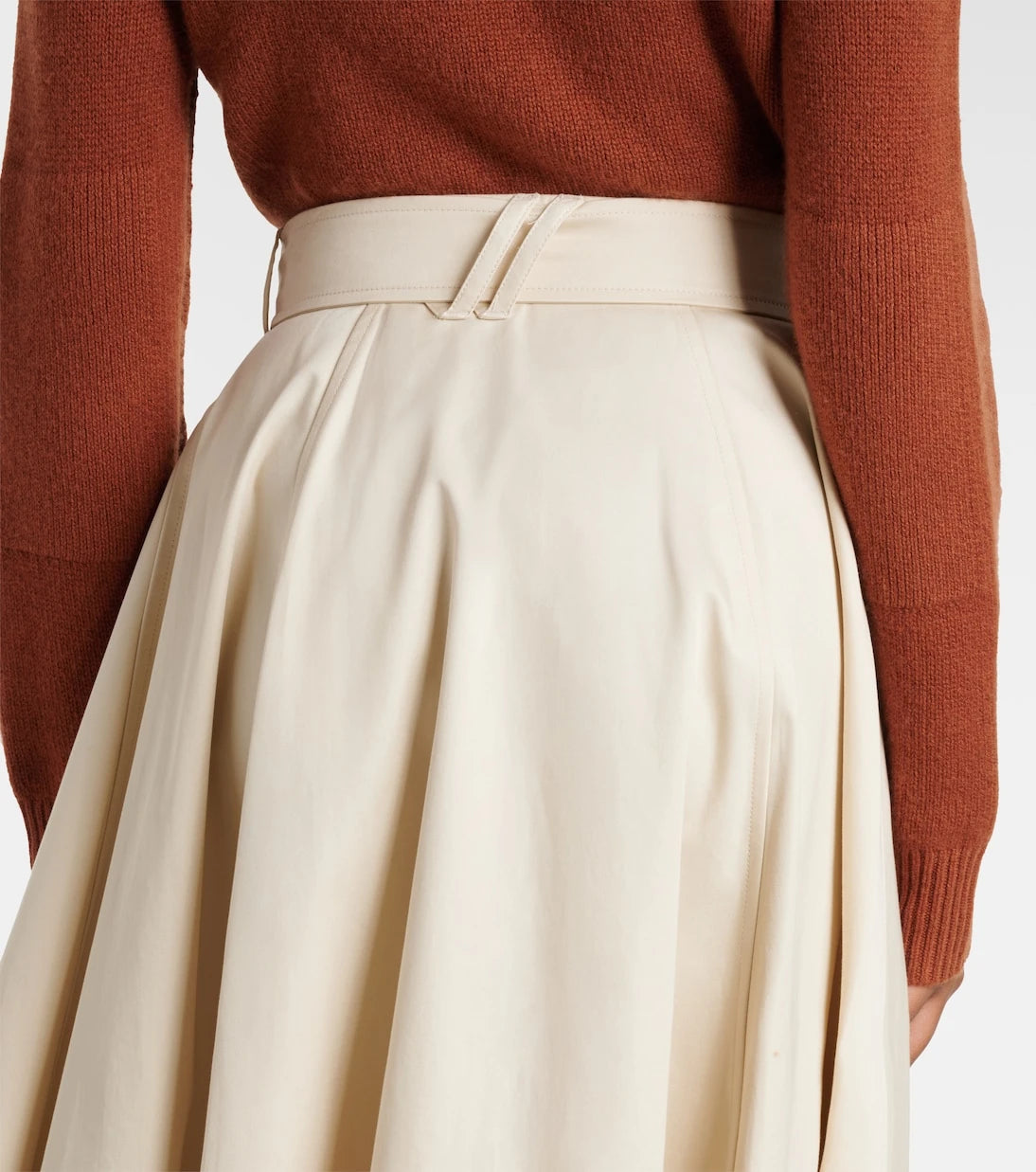 Burberry - Belted cotton gabardine midi skirt