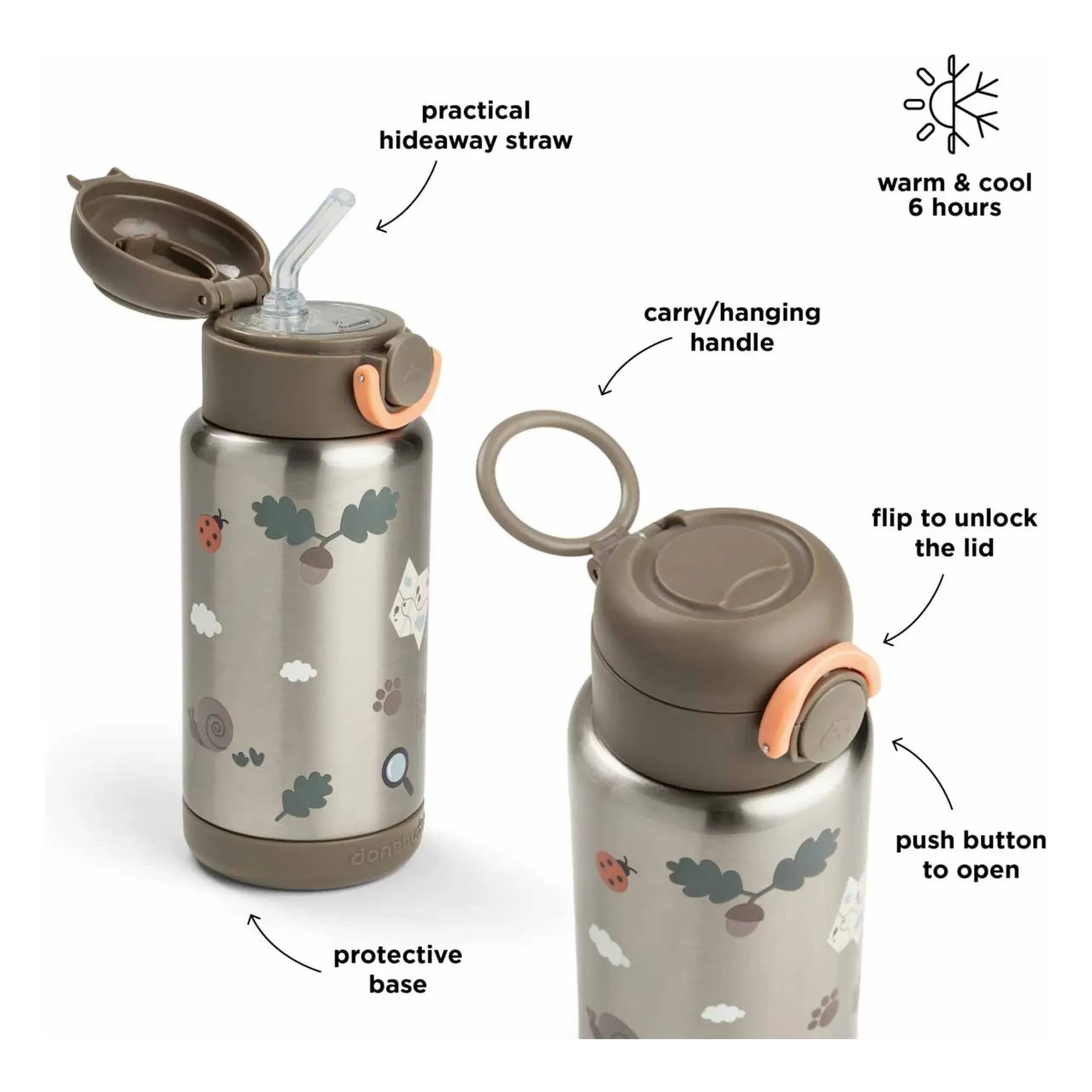 Done by deer - Trails insulated water bottle | Brown