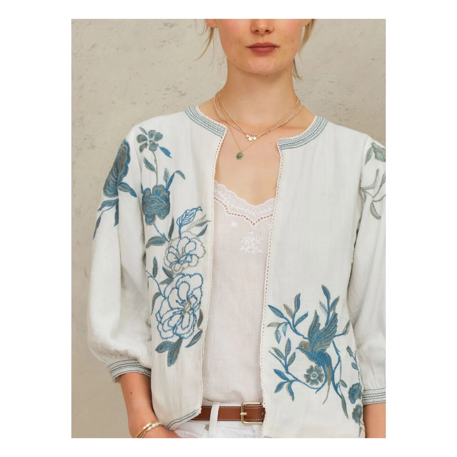 M.A.B.E. - Ori Cotton Embroidered Jacket | Blue
